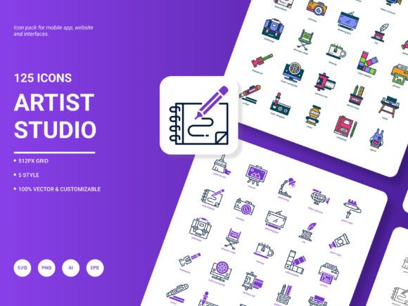 Artis Studio Icon Pack: A Versatile Graphic Design Asset for Crafters