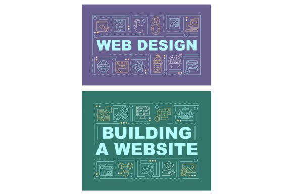 Making Website Word Concepts Banner Set: A Modern Graphic Template for Small Business Branding