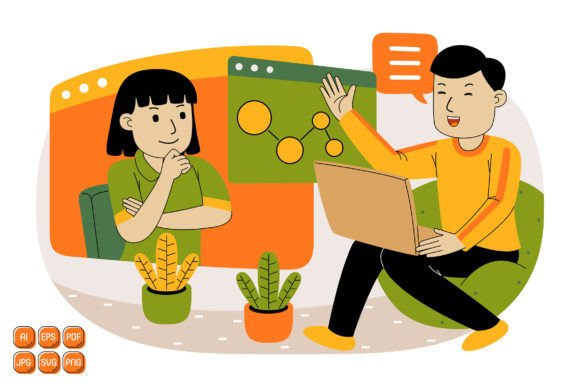 Teamwork Vector Illustration 24 for Embroidery Projects