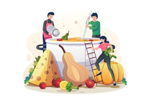 Thanksgiving Cooking Food Illustration: A Versatile Graphic Design Asset for Handmade Creators